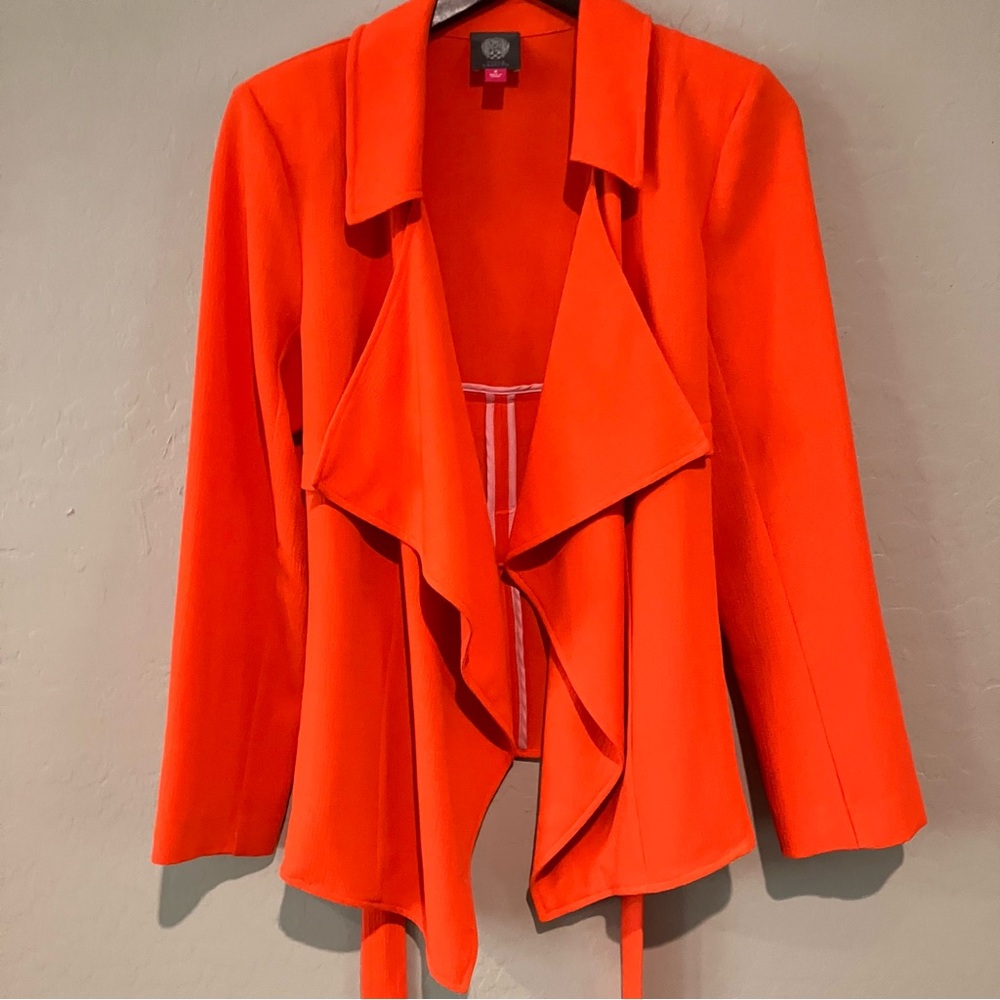 Vince Camuto Orange Tie Open Front Blazer Jacket Size 8 - Picture 7 of 12